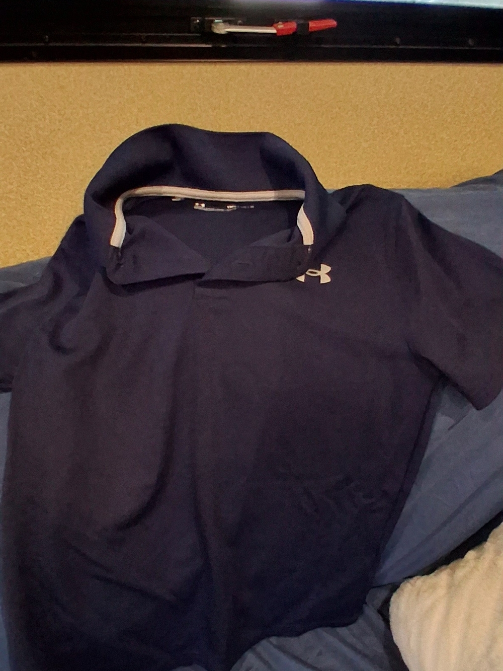 Under Armour Navy Short-Sleeve Polo with White Logo